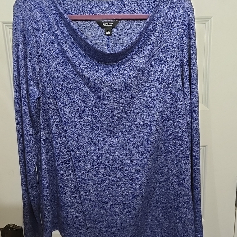 Simply Vera‎ Wang Blue Long Sleeve Blue Bliuse Sweater Lightweight SZ L